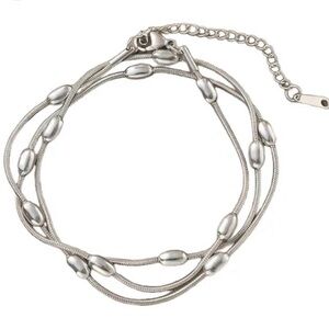 Extra Long Bean White Gold Plated Necklace